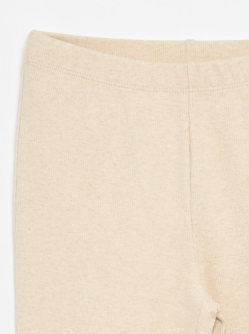 Legging flare de canalé Beige - Kiabi