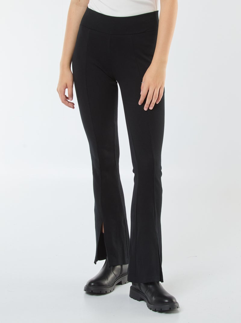 Legging flare de canalé negro - Kiabi