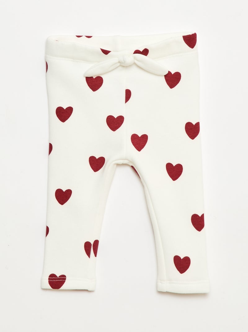 Legging forrado en felpa con lazo Blanco - Kiabi