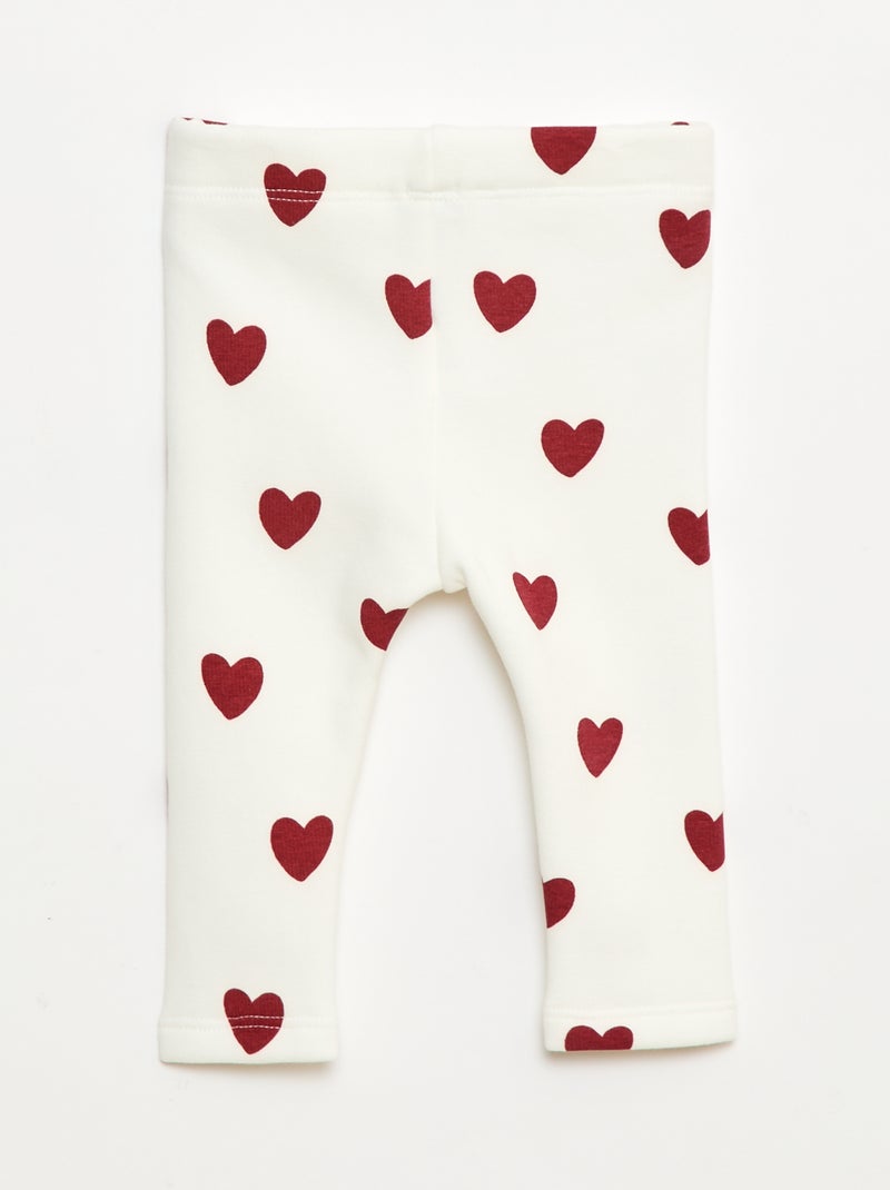 Legging forrado en felpa con lazo Blanco - Kiabi