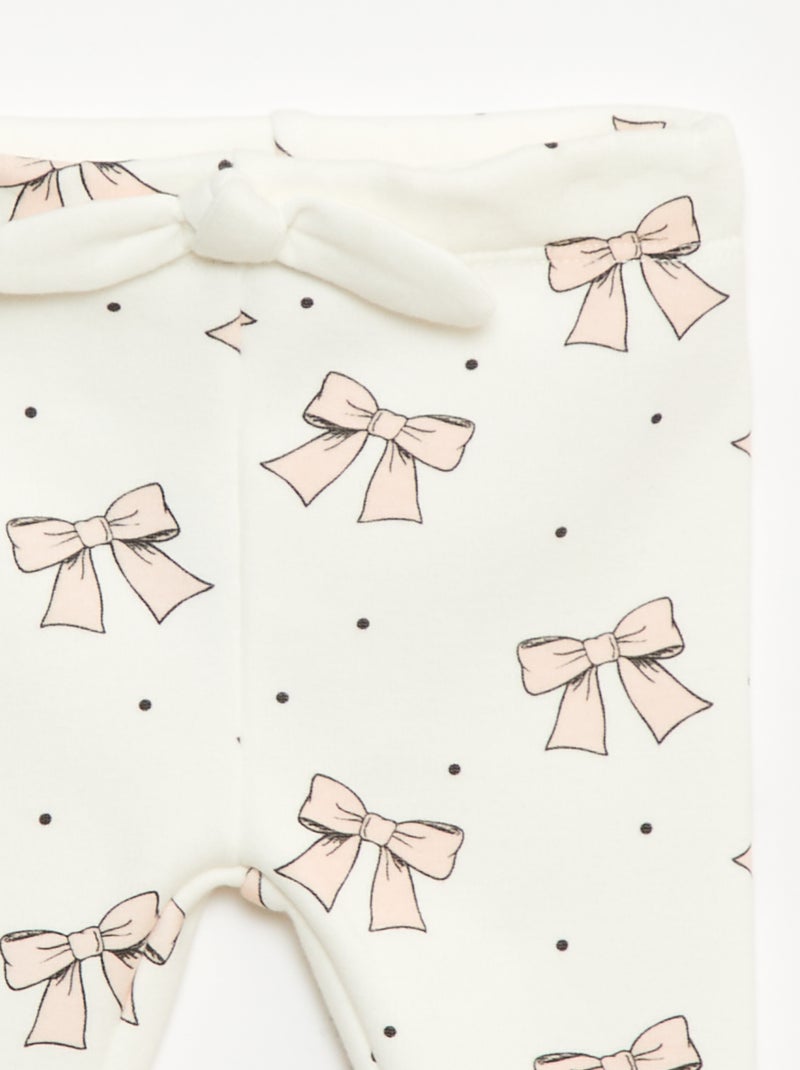 Legging forrado en felpa con lazo Blanco - Kiabi