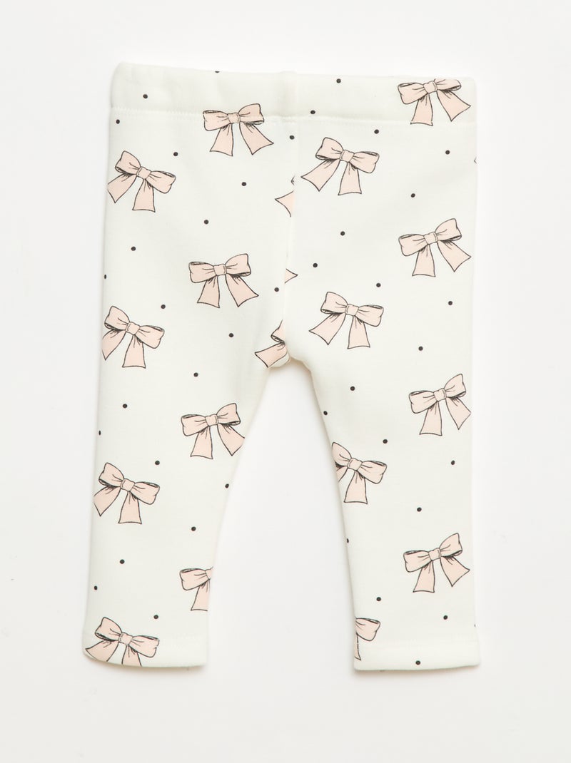 Legging forrado en felpa con lazo Blanco - Kiabi