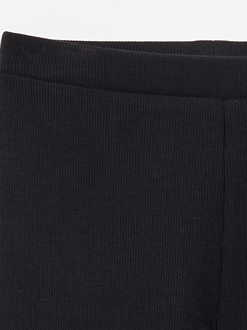Legging largo acanalado liso Negro - Kiabi