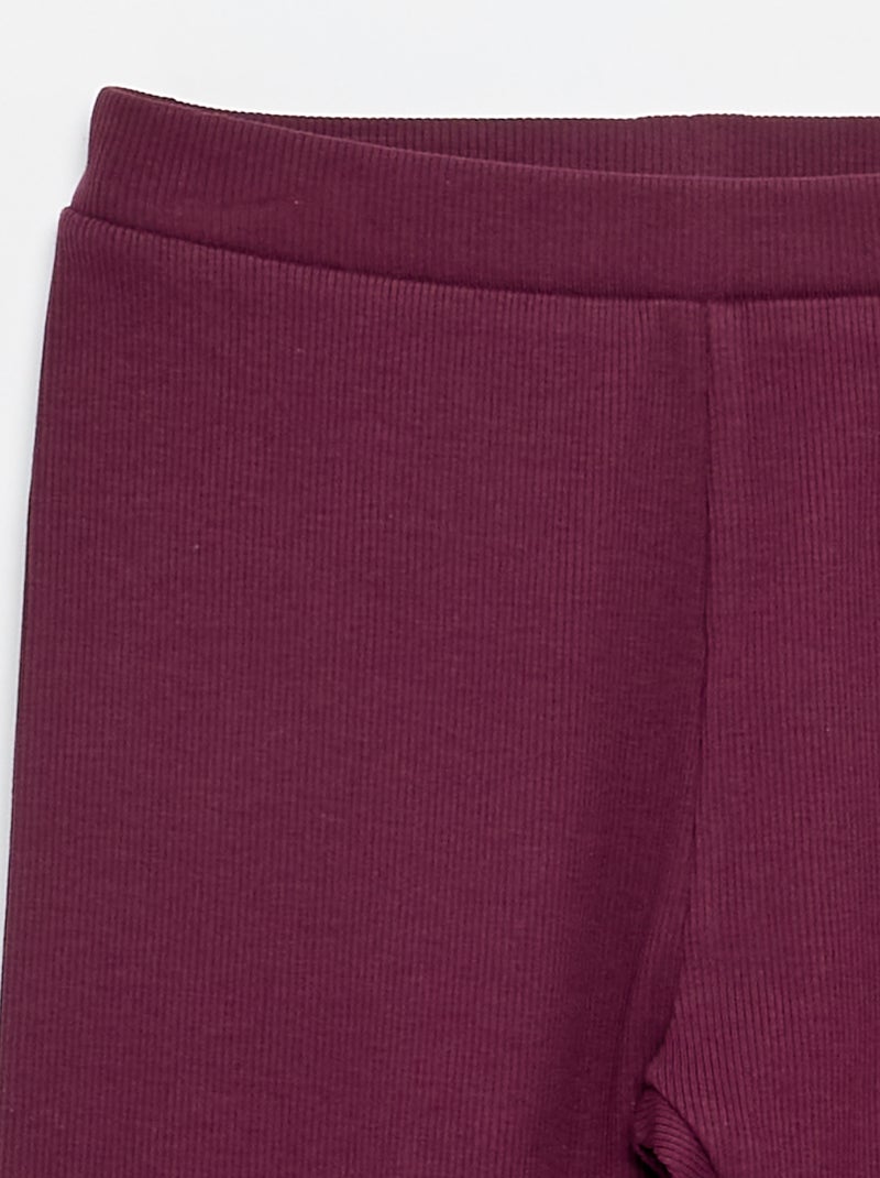 Legging largo acanalado liso Rosa - Kiabi