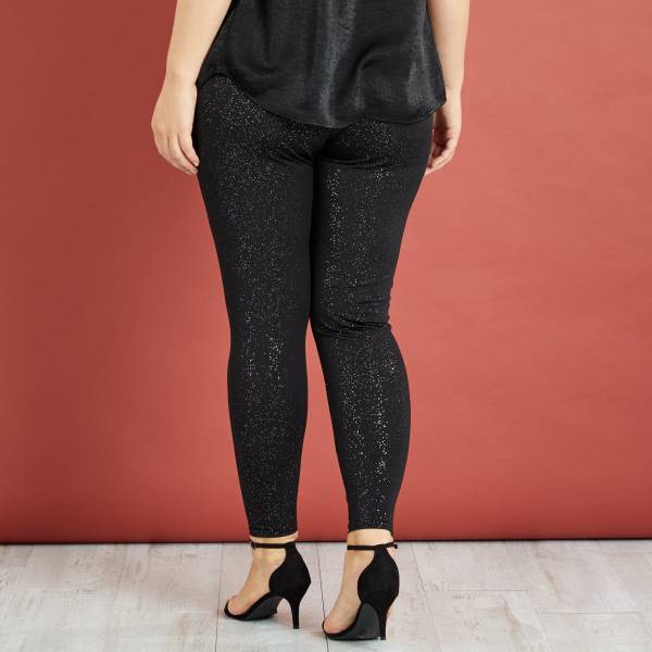 Legging largo con brillos tallas grandes mujer - negro - Kiabi - 17,00€