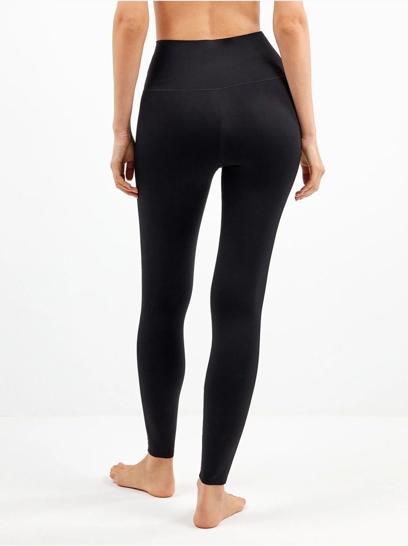 Legging largo con cintura alta moldeadora en microfibra y tul Negro - Kiabi
