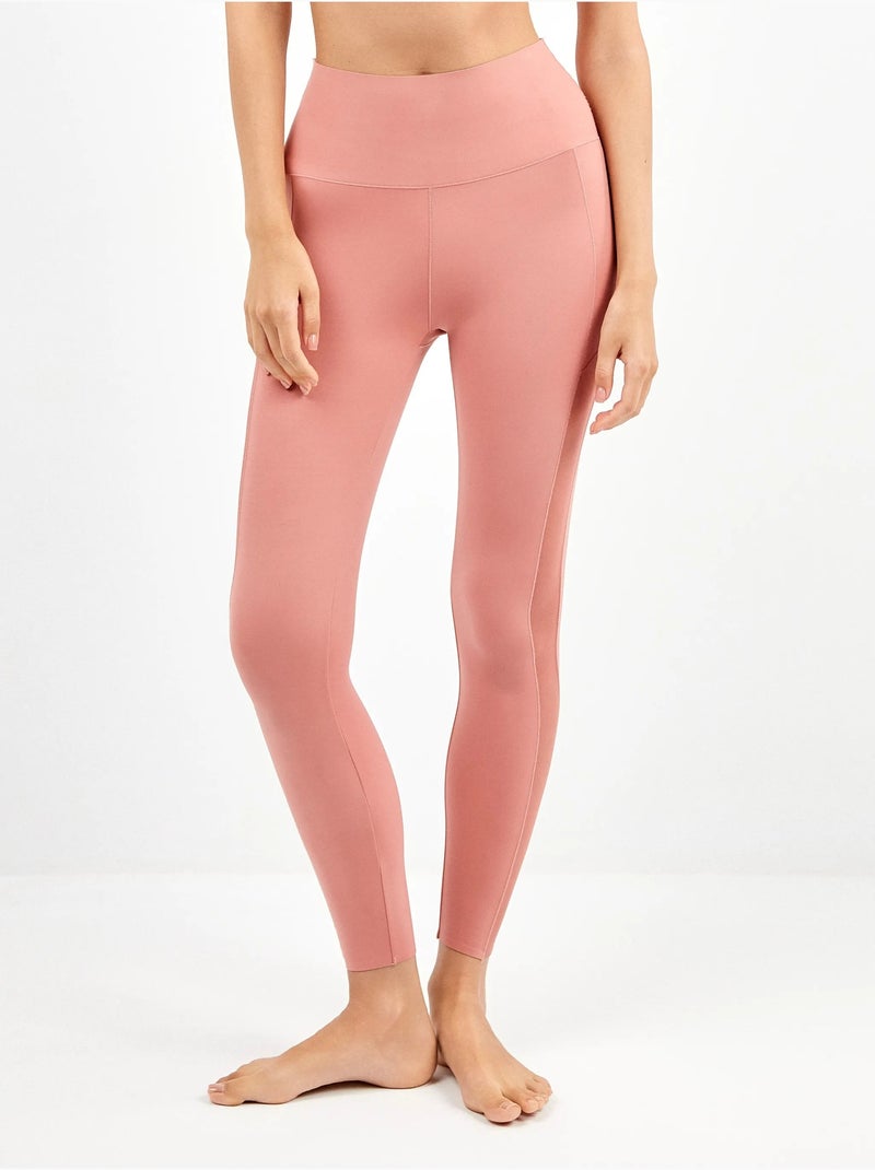 Legging largo con cintura alta moldeadora en microfibra y tul Rosa - Kiabi