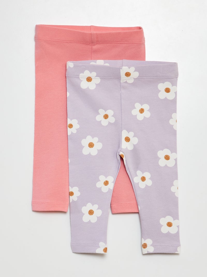Legging largo con estampado - 2 piezas PURPURA - Kiabi
