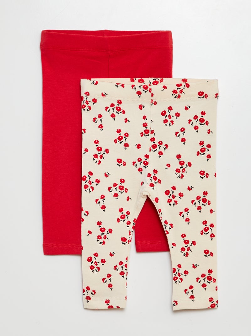 Legging largo con estampado - 2 piezas Rojo - Kiabi
