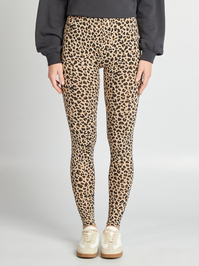 Legging largo con motivo de leopardo BEIGE - Kiabi