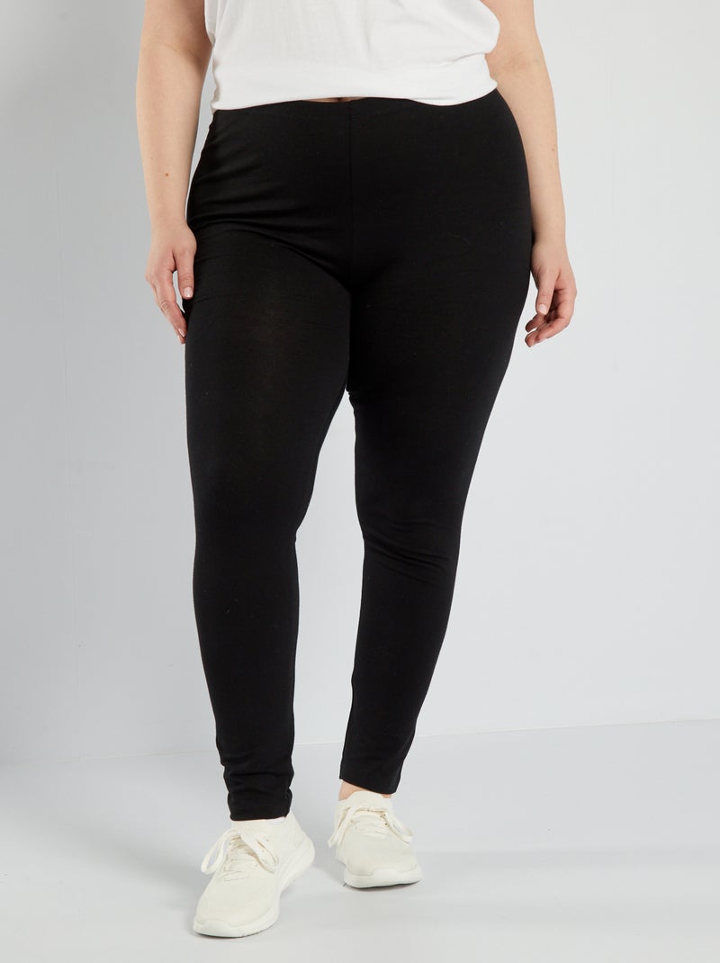 Legging largo de algodón negro - Kiabi