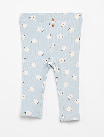 Legging largo de canalé con motivo