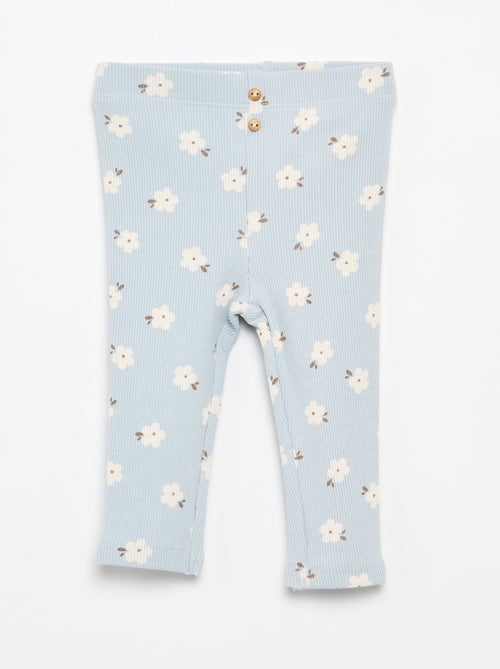 Legging largo de canalé con motivo - Kiabi