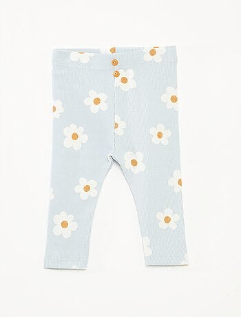Legging largo de canalé con motivo