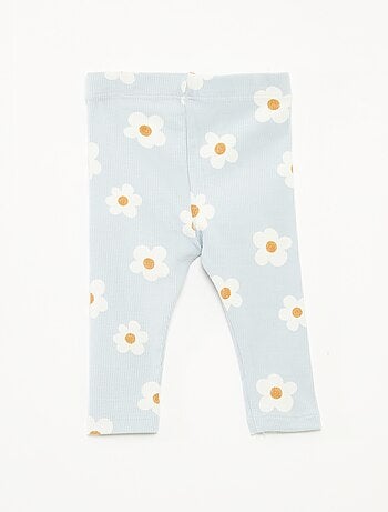 Legging largo de canalé con motivo