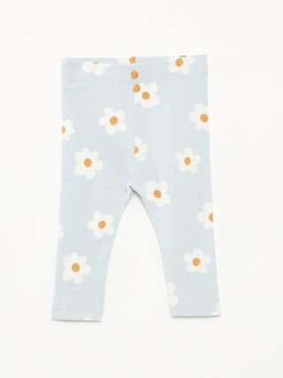 Legging largo de canalé con motivo