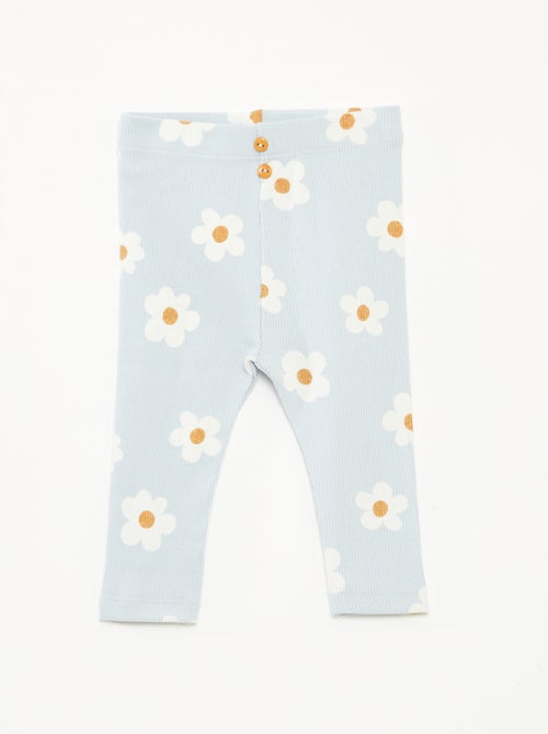 Legging largo de canalé con motivo - Kiabi
