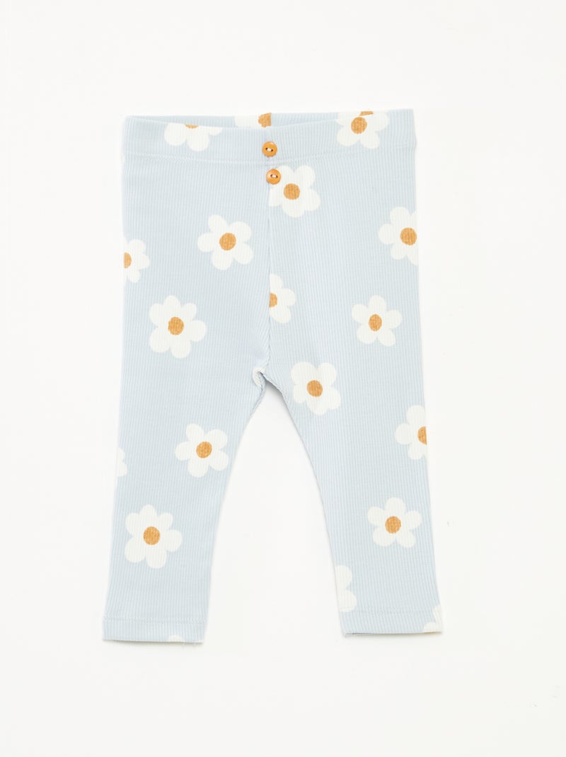 Legging largo de canalé con motivo Azul - Kiabi