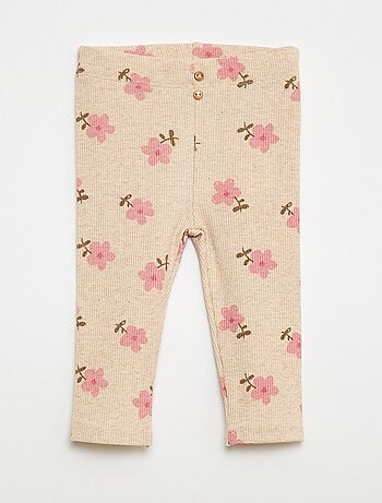 Legging largo de canalé con motivo