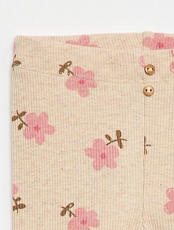 Legging largo de canalé con motivo