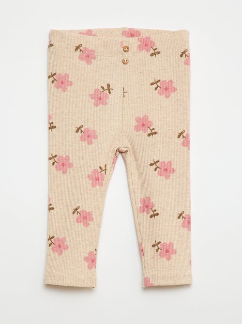 Legging largo de canalé con motivo - Kiabi