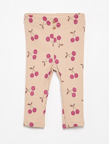 Legging largo de canalé con motivo