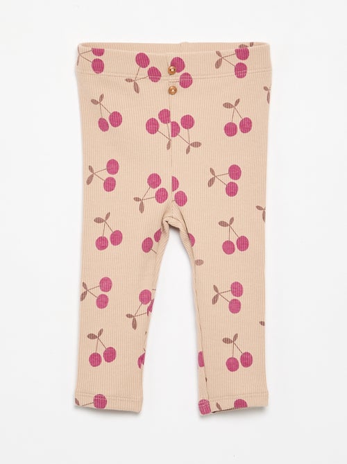 Legging largo de canalé con motivo - Kiabi