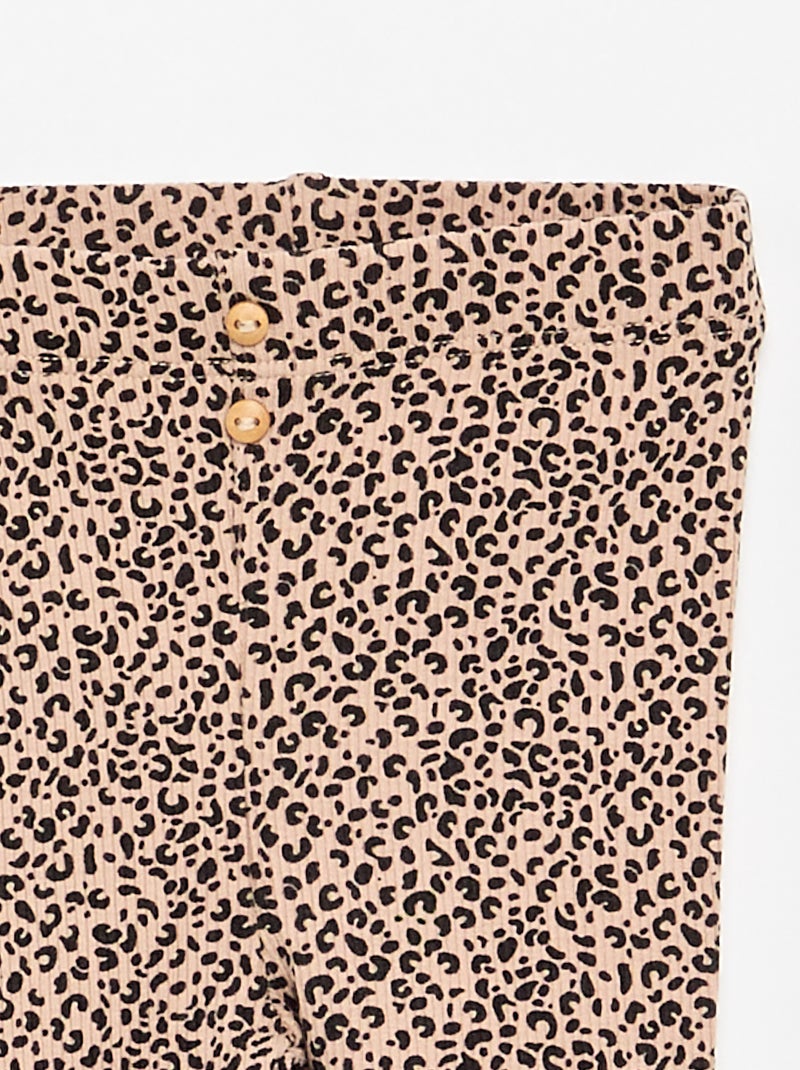 Legging largo de canalé con motivo Beige - Kiabi