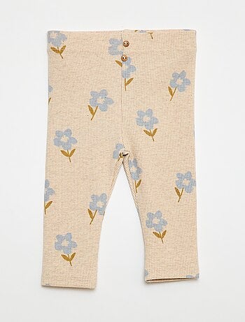 Legging largo de canalé con motivo