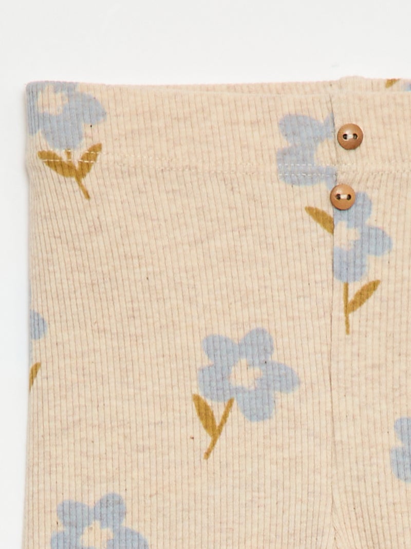 Legging largo de canalé con motivo Beige - Kiabi