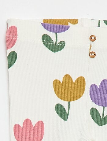 Legging largo de canalé con motivo