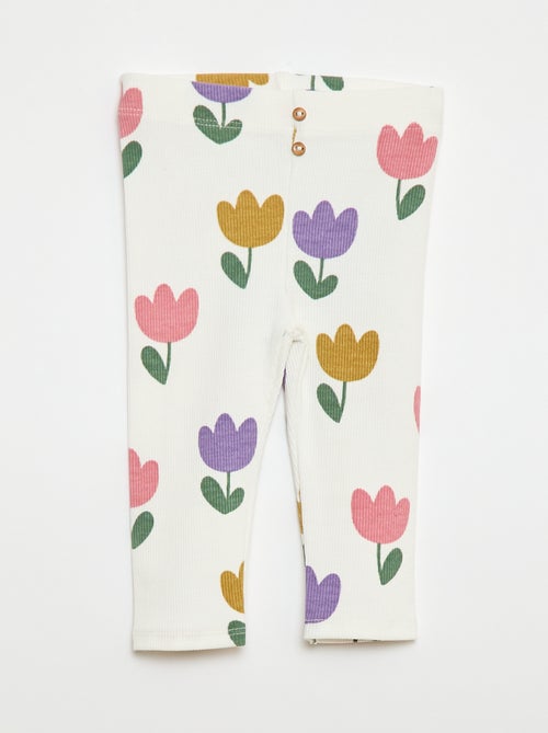 Legging largo de canalé con motivo - Kiabi