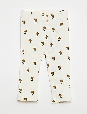 Legging largo de canalé con motivo