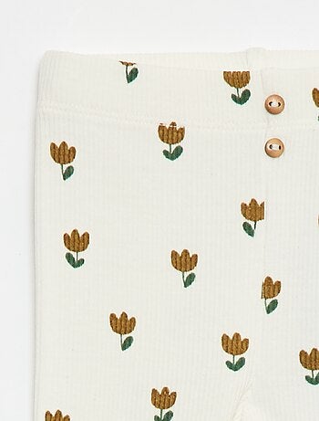 Legging largo de canalé con motivo