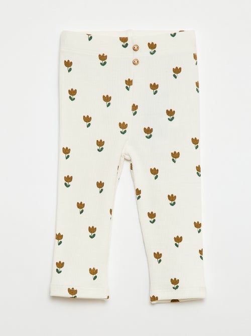 Legging largo de canalé con motivo - Kiabi
