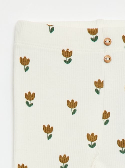 Legging largo de canalé con motivo - Kiabi