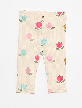 Legging largo de canalé con motivo