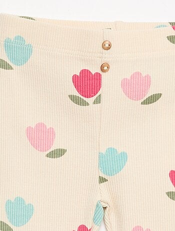 Legging largo de canalé con motivo