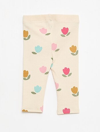 Legging largo de canalé con motivo