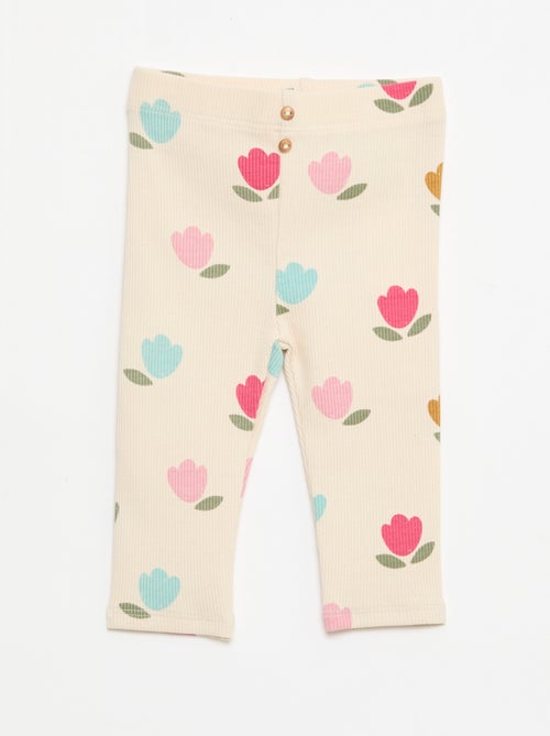 Legging largo de canalé con motivo - Kiabi