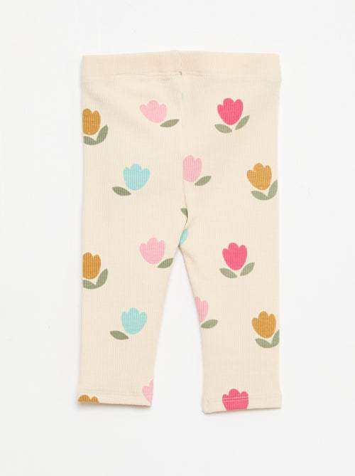 Legging largo de canalé con motivo - Kiabi