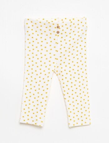 Legging largo de canalé con motivo