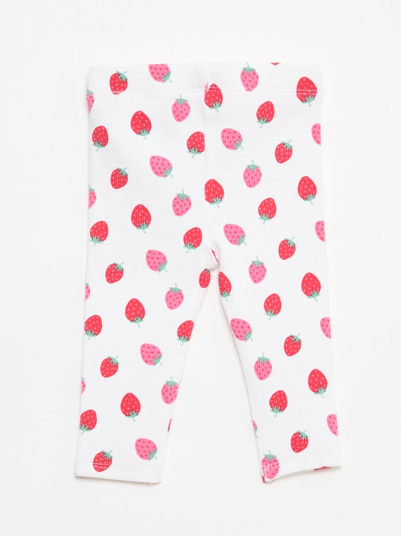 Legging largo de canalé con motivo Blanco - Kiabi