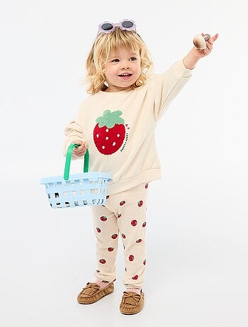 Legging largo de canalé con motivo