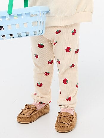 Legging largo de canalé con motivo