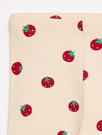 Legging largo de canalé con motivo