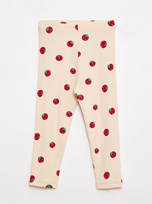 Legging largo de canalé con motivo - Kiabi