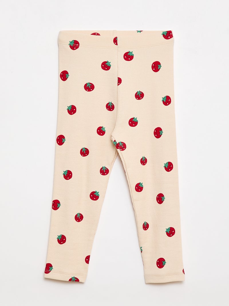 Legging largo de canalé con motivo Blanco - Kiabi