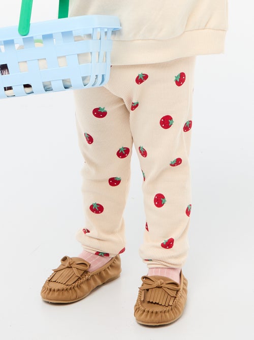 Legging largo de canalé con motivo - Kiabi