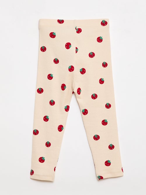 Legging largo de canalé con motivo - Kiabi